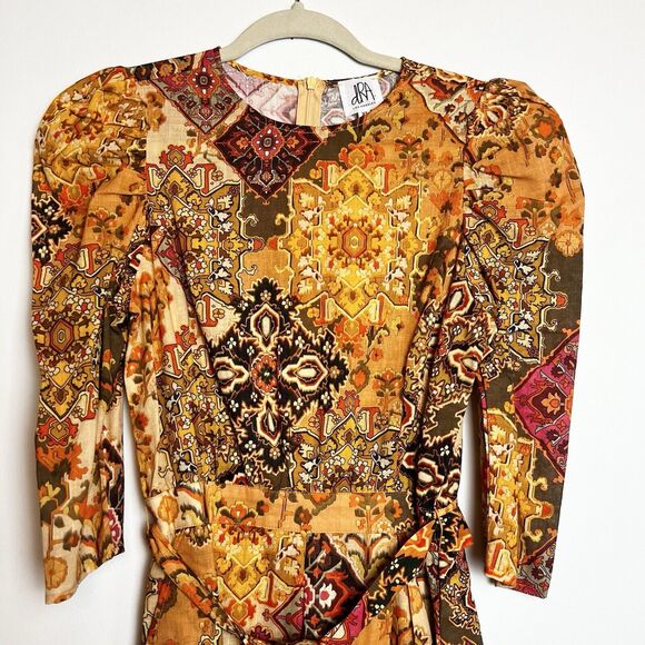 Anthro DRA Rey Romper in Sunset Origami Orange Yellow Sz XS - Picture 3 of 16